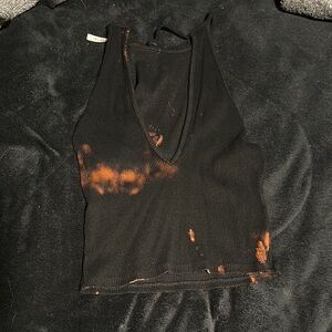 Urban Outfitters Black and Orange Tie-Dye Tank Top
